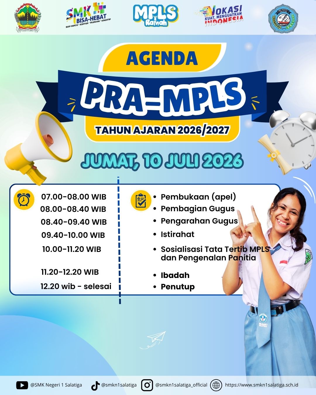 Agenda Pra-MPLS SMK Negeri 1 Salatiga Tahun Ajaran 2026/2027 Resmi Dimulai