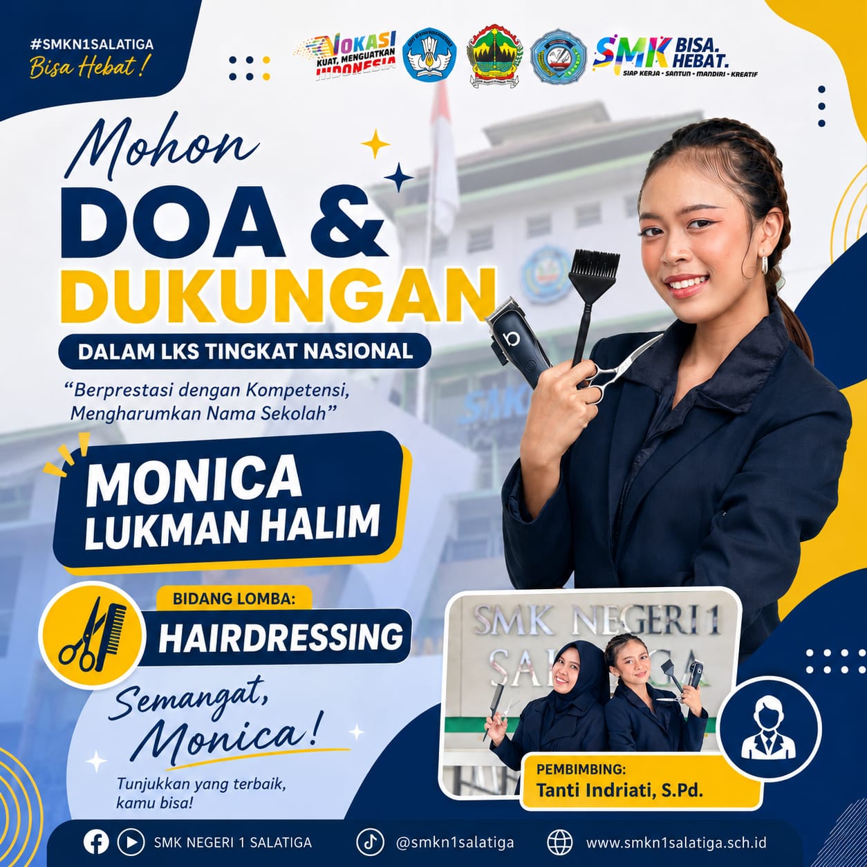 Siswi SMK Negeri 1 Salatiga Ikuti LKS Dikmen Tingkat Nasional Bidang Hairdressing, Mohon Doa dan Dukungan
