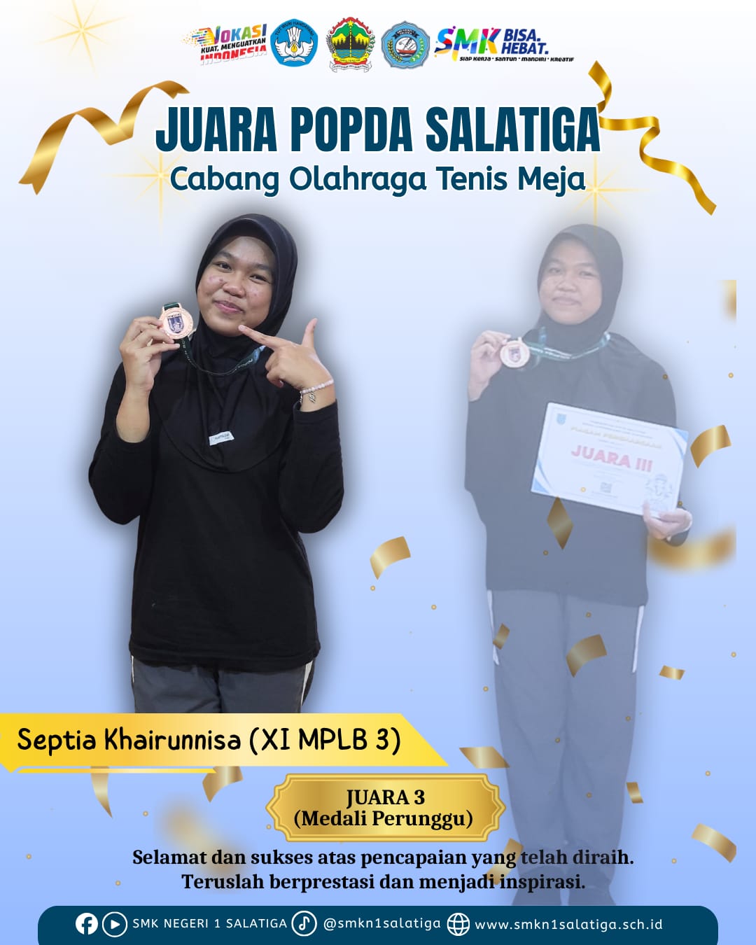 Sabet Prestasi Gemilang, Siswa SMK Negeri 1 Salatiga Raih Juara POPDA Kota Salatiga