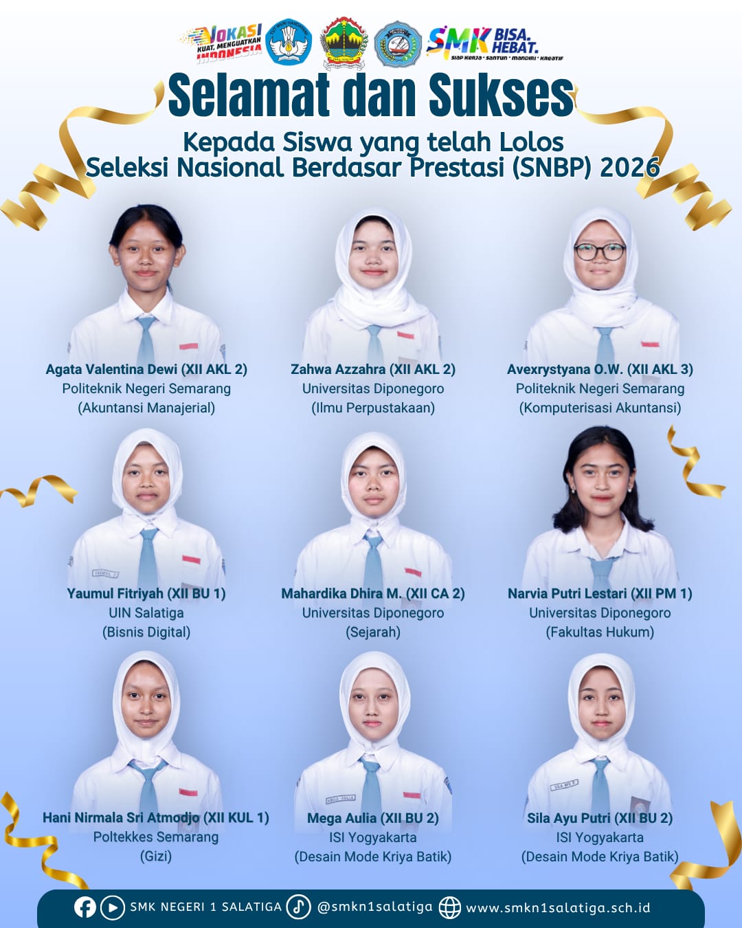Prestasi Membanggakan! Siswa Kelas XII SMK Negeri 1 Salatiga Lolos SNBP 2026